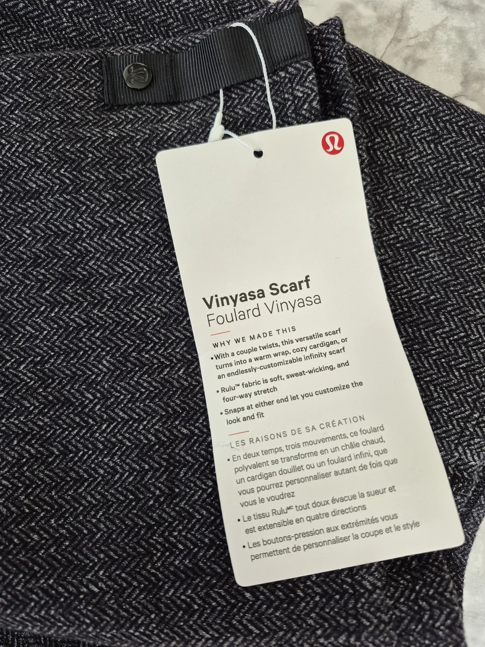 Lululemon Vinyasa Rulu Wrap Black Herringbone - Picture 4 of 5